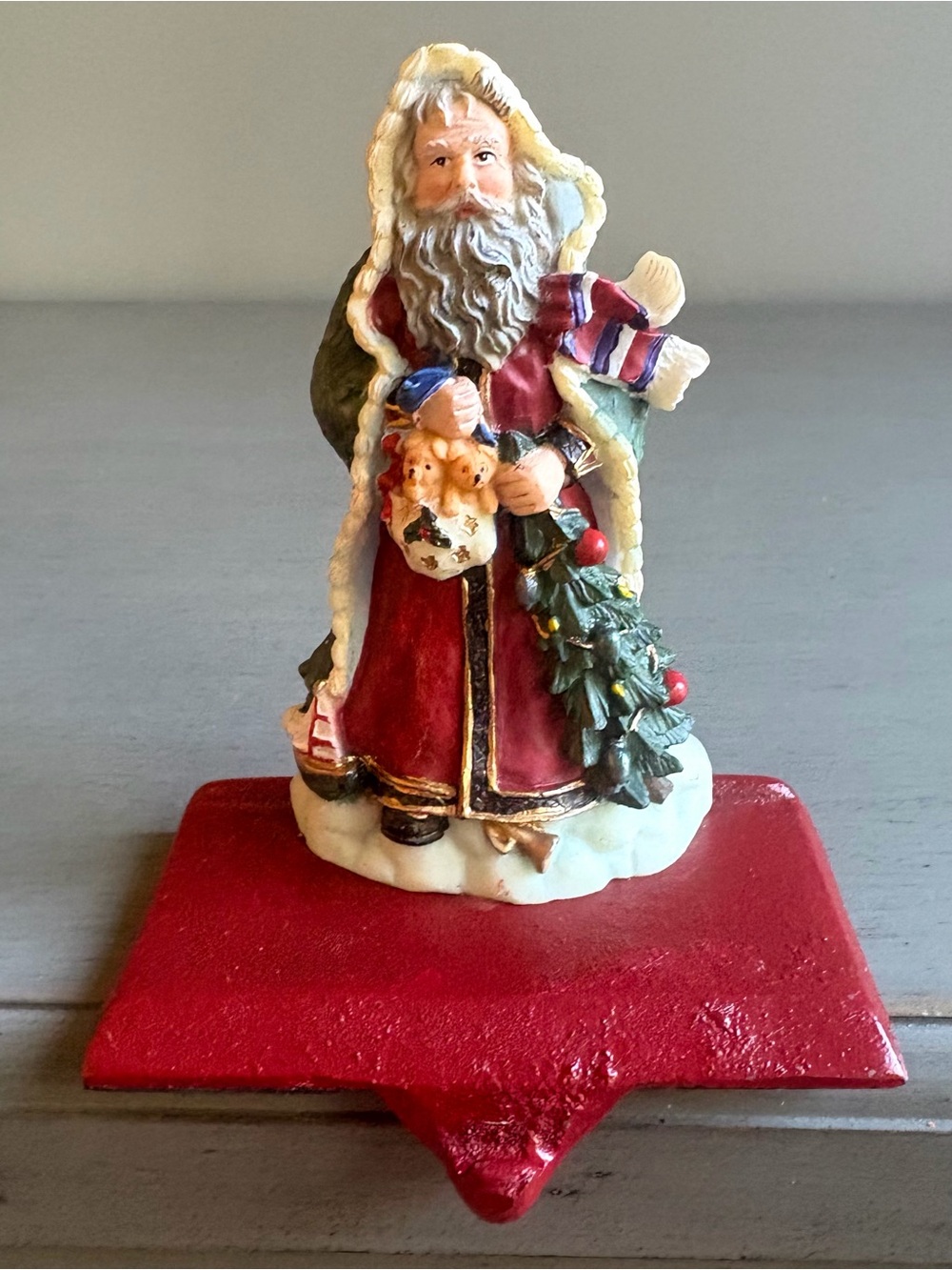 VTG 90s Cedar Creek Collection Stocking Hanger Set Santa Cast Iron Kirkland's - Picture 6 of 10